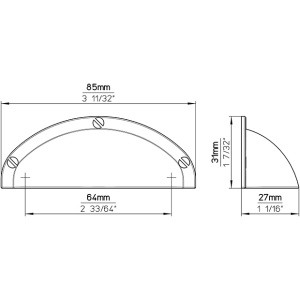 Maner mobila scoica 1760-85ZN10 bronz antic 64mm Siro