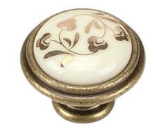 Buton portelan mobila P88.01.H3.D1G flori aurii Giusti