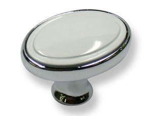 Buton mobila 1972-32ZN1A4 crom lucios cu insertie plastic alba