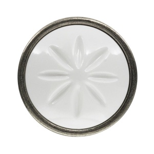 Buton mobila 1919-34ZN28A4 argint antic cu insertie alba Siro