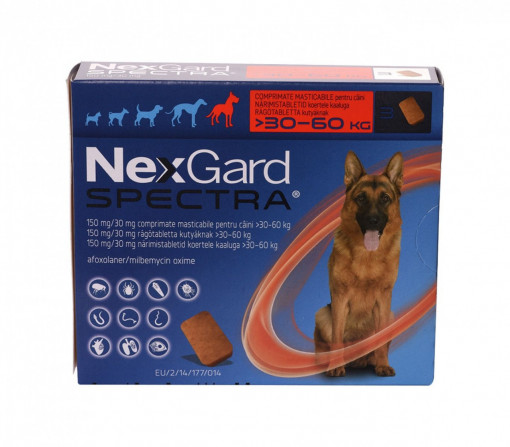 Nexgard Spectra XL pt.câini 30-60kg, 3 comprimate masticabile