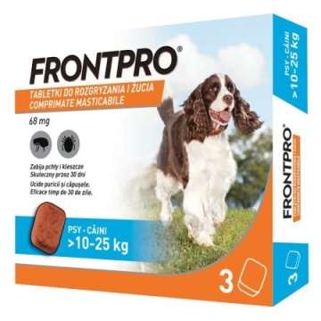 FRONTPRO L 68mg 10-25kg 3 tablete deparazitare ptentru câini