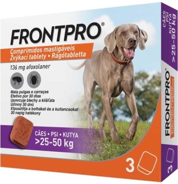 FRONTPRO XL 136mg 25-50kg 3 tablete deparazitare ptentru câini