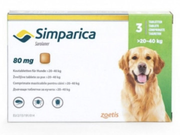 Simparica Caine 80 mg (20-40 kg), 1 comprimat
