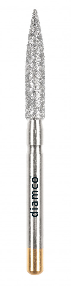 Set 5+1 Freze diamantate cu varf tip flacara lunga aliaj rodium-platina - S55 - imagine 2