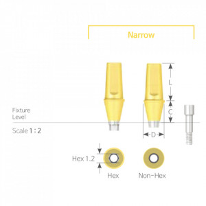Bont Cimentabil Drept Narrow Non-HEX [Cemented Abutment Narrow Non-Hex] Dio - Img 1
