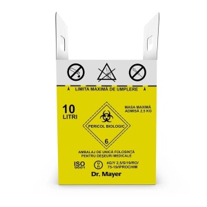 Cutie din carton pentru deșeuri medicale infecțioase, cu sac inclus, 10 L - Img 2