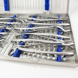 Set 12 clesti extractie plus cutie de sterilizare argintii - Img 2