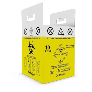 Cutie din carton pentru deșeuri medicale infecțioase, cu sac inclus, 10 L - Img 3