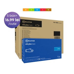 Pachet Magnum 5000 mănuși nitril albastre, nepudrate, Nitrylex Basic Blue