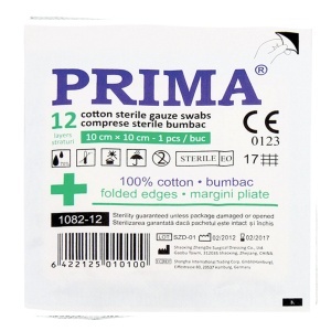 Comprese sterile din tifon, PRIMA, 10x10cm, 12 straturi/plic - Img 2