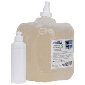 Gel ultrasunete PRIMA , pentru ecografie, transparent, 5 litri, cu dozator si flacon 260 ml - Img 2