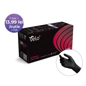 Pachet Magnum, 5 baxuri mănuși nitril negre Velo, 5000 bucăți