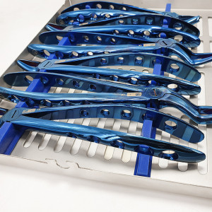Set 12 clesti extractie din titan plus cutie de sterilizare albastri - Img 3