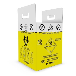 Cutie din carton pentru deșeuri medicale infecțioase, cu sac inclus, 40 L, Dr. Mayer - Img 2