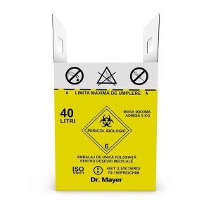 Cutie din carton pentru deșeuri medicale infecțioase, cu sac inclus, 40 L, Dr. Mayer - Img 3