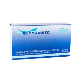 Manusi nitril albastre, nepudrate, Germanmed, Mărimi XS, S, M, L, XL, 100 buc - Img 2