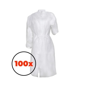 Set 100 halate albe de unică folosință pentru vizitatori