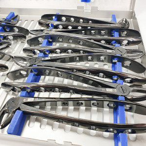 Set 12 clesti extractie din titan plus cutie de sterilizare negri - Img 2