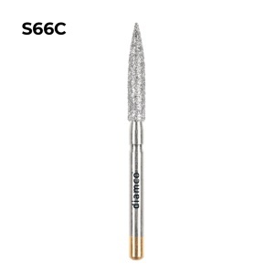 Set 5+1 Freze diamantate cu varf tip flacara lunga aliaj rodium-platina - S55