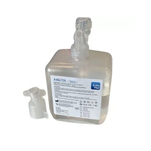 Barbotor / umidificator oxigen preumplut cu apa sterila 340 / 350 ml, prevazut cu conector standard