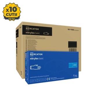 Bax mănuși nitril albastre, nepudrate, Mercator Nitrylex 1000 bucăți - Img 3