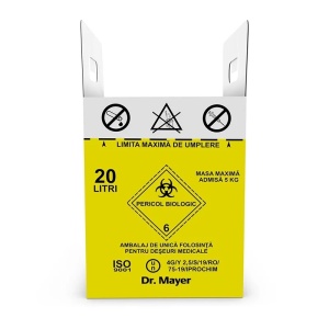 Cutie din carton pentru deșeuri medicale infecțioase, cu sac inclus, 20 L - Img 2