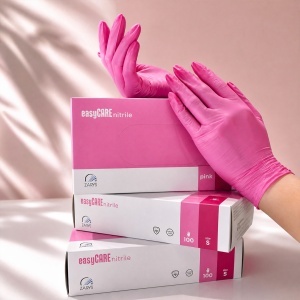 Mănuși nitril roz, nepudrate, Zarys EasyCare, 100 bucăți - Img 2