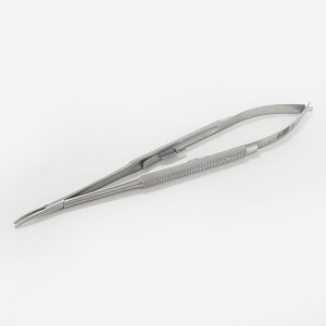 Portac Castroviejo, fara striatii pentru acele de sutura, curb 18 cm BSF2779A