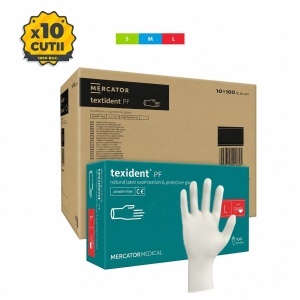Bax mănuși latex albe, nepudrate, Mercator Texident PF 1000 bucăți