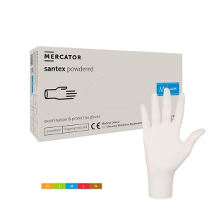 Manusi de examinare din latex - pudrate SANTEX XS, S, M, L