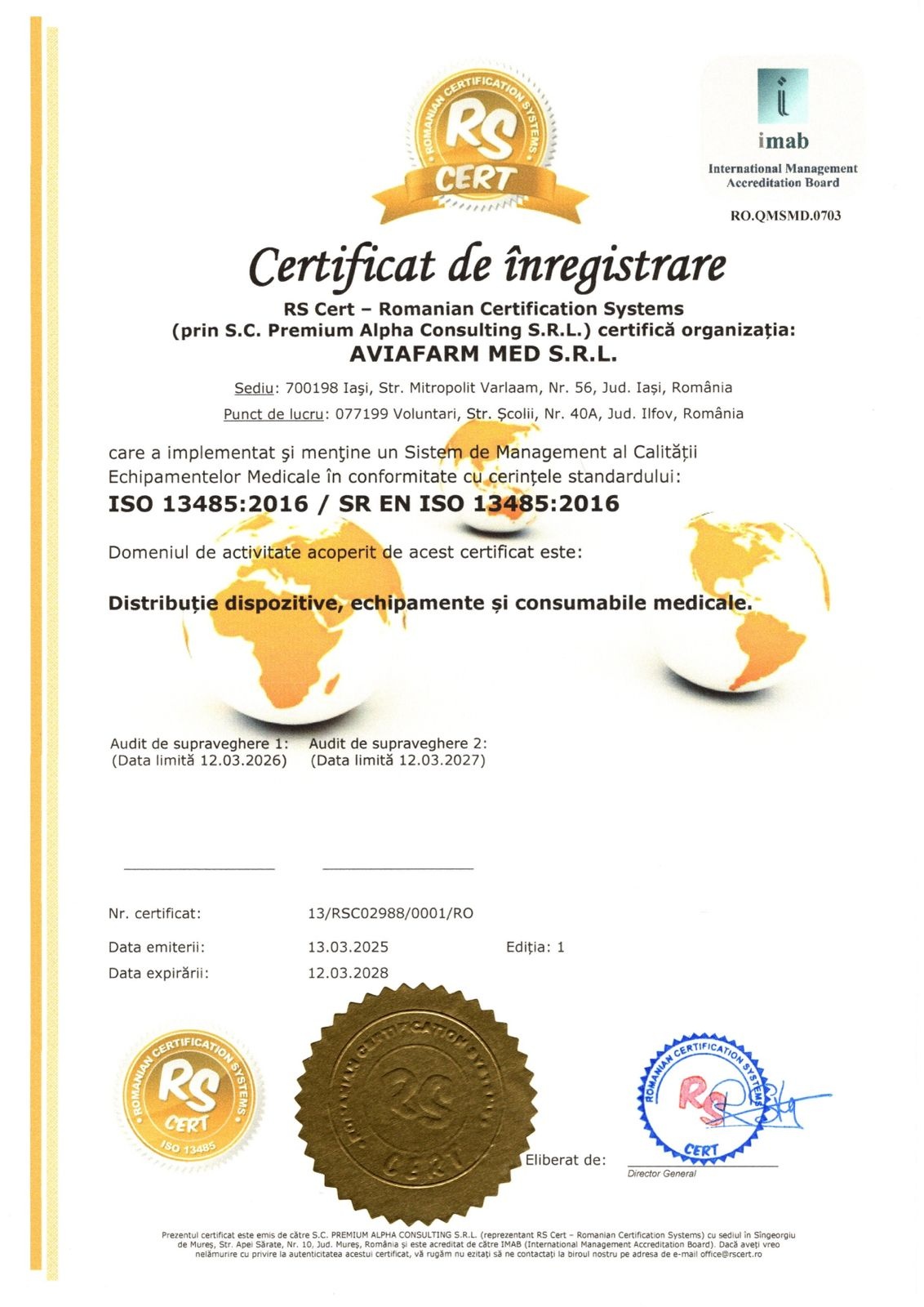 ISO 9001:2015 AVIAFARM MED