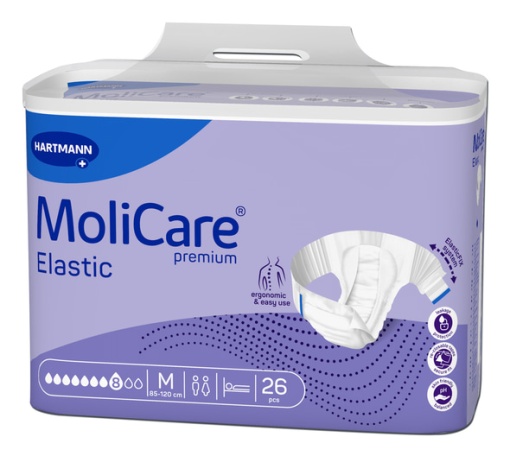 Scutece pentru incontinenţa severa Molicare Premium Elastic 8 Picaturi M, 26 bucati