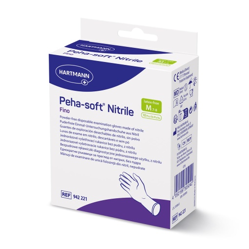 Mănuşi de examinare nepudrate, nesterile Peha-Soft nitril fino P10 marimea M, 10 bucati