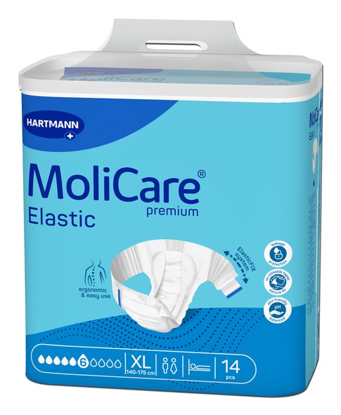 Scutece pentru incontinenţa severa Molicare Premium Elastic 6 Picaturi Xl, 14 bucati