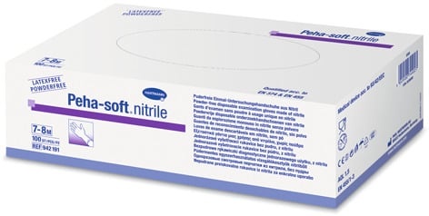 Mănuşi de examinare nepudrate, nesterile Peha-Soft nitril albastre marimea L, 100 bucati