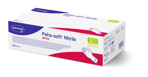 Mănuşi de examinare nepudrate, nesterile Peha-Soft nitril albe marimea L, 100 bucati