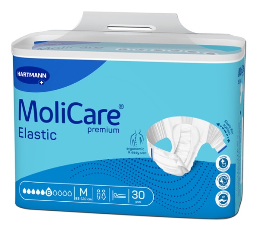 Scutece pentru incontinenţa severa Molicare Premium Elastic 6 Picaturi M, 30 bucati