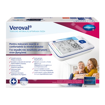 Tensiometru pentru brat, digital, complet automat, cu determinare oscilometrica, sistem semafor pentru interpretarea valorilor, cablu USB si manseta universala 22-42 cm Veroval Tensiune Arteriala - Tensiometru De Brat (Upper Arm)