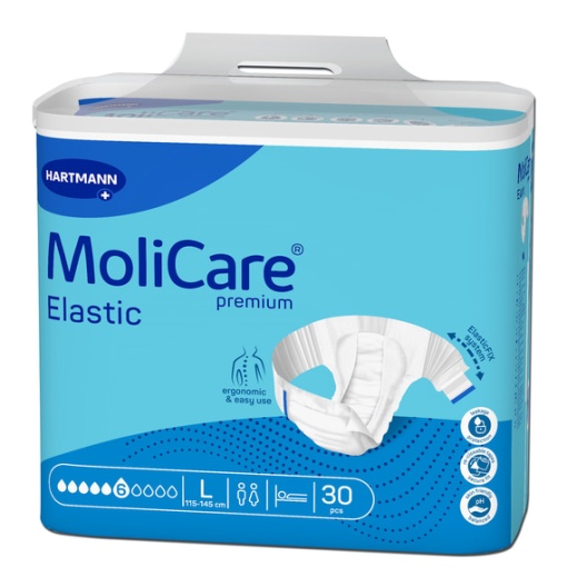 Scutece pentru incontinenţa severa Molicare Premium Elastic 6 Picaturi L, 30 bucati