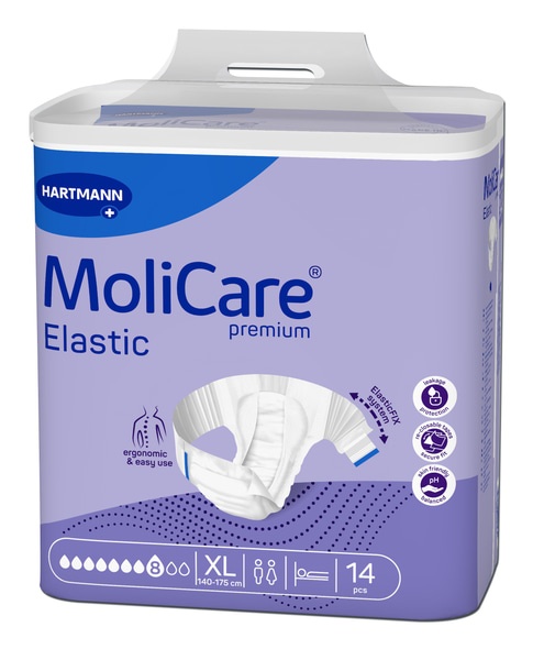 Scutece pentru incontinenţa severa Molicare Premium Elastic 8 Picaturi XL, 14 bucati