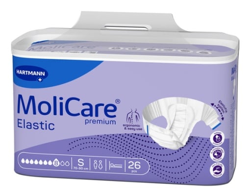 Scutece pentru incontinenţa severa Molicare Premium Elastic 8 Picaturi S, 26 bucati