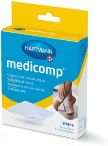 Medicomp st 7,5x7,5 P2x5 (RO HU BU GR) - Comprese din material neţesut în 4 straturi - 10 buc/cutie