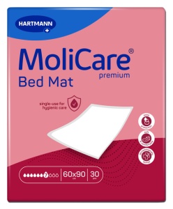 Molicare Premium Bed Mat 7 pic. 60 x 90cm, cu aripioare (90 x 180cm) - Păturele absorbante pentru protectia asternuturilor, cu aripioare (nucleu absorbant 60x90 cm, protectie asternut 90x180 cm) - 30 buc/cutie