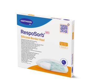 RespoSorb Silicone Border Heel 25 x 25cm - Pansament absorbant cu interfata de silicon, cu margini autoadezive - 3 buc/cutie