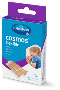 Cosmos Flexible - Plasturi elastici si flexibili sub forma de stripuri, din material respirabil, 2 dimensiuni - 20 buc/cutie