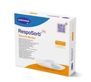 RespoSorb Sil Border 17,5 x 17,5cm - Pansament absorbant cu interfata de silicon, cu margini autoadezive (corp absorbant = 11,5x11,5cm) - 10 buc/cutie