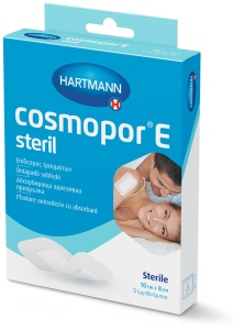 Cosmopor E 10 x 8cm - Plasturi autoadezivi din material netesut, cu corp absorbant central, disponibili in varianta sterila - 5 buc/cutie