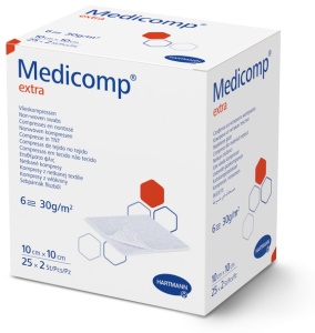 Medicomp Extra sterile, 6 straturi 10 x 20cm - Comprese din material neţesut în 6 straturi - 50 buc/cutie