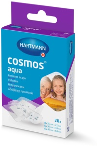 Cosmos Aqua 3 sizes - Plasturi transparenti si impermeabili, protejeaza impotriva patrunderii bacteriilor Dimensiuni: 25x72mm (x8), 30x40mm (x6), 40x60mm (x6) - 20 buc/cutie